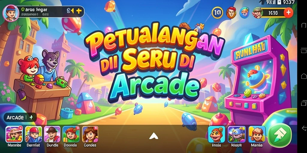 Tampilan antarmuka penuh warna dari game Arcade 93337.