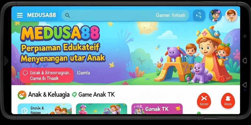 Tampilan antarmuka yang ceria dan ramah anak dari MEDUSA88.