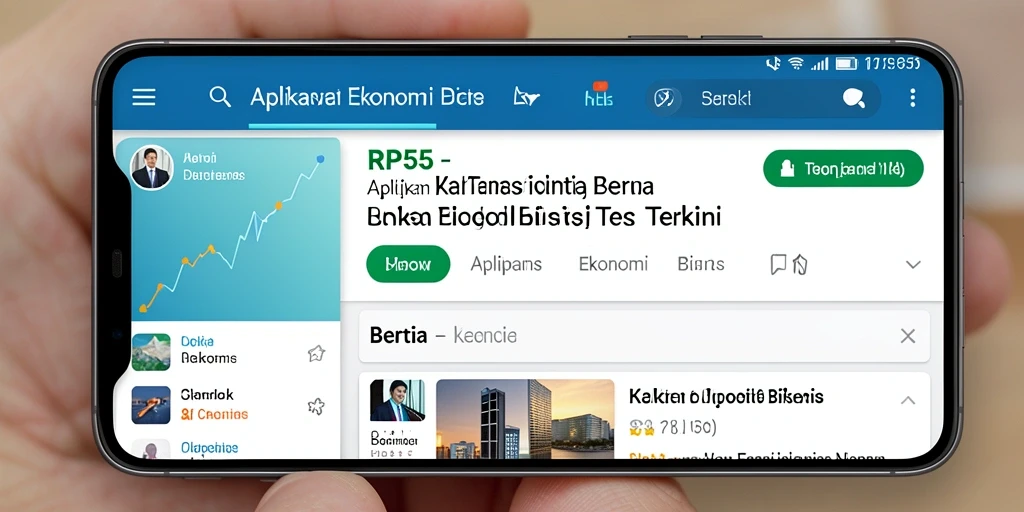 Antarmuka RP55 menampilkan berita ekonomi yang informatif.