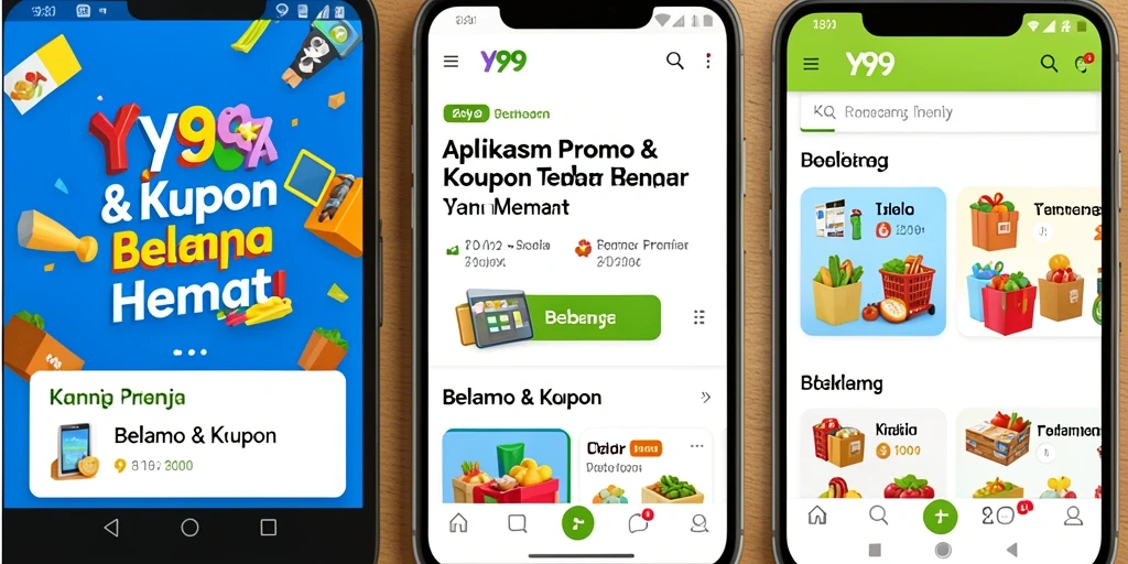 Tampilan antarmuka aplikasi Y89 yang menarik untuk Promo & Kupon.